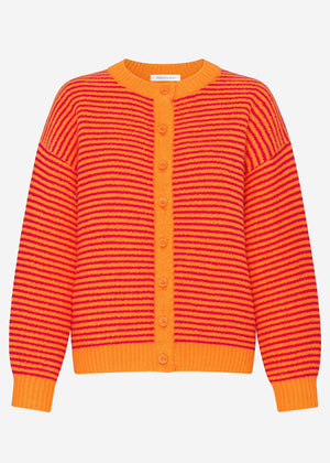 Gestreifter Cardigan - orange