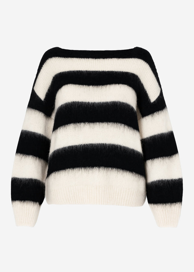 Gestreifter Pullover - schwarz-offwhite