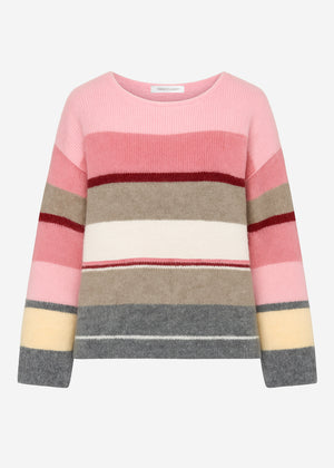 Mehrfarbiger Streifenpullover - pink