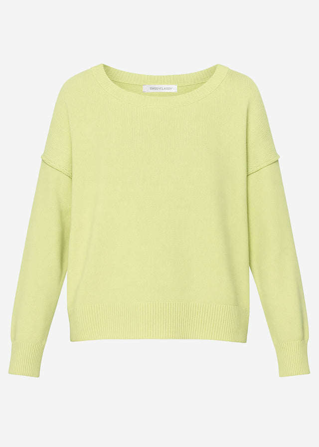 Oversized cotton jumper with back seam - sage green