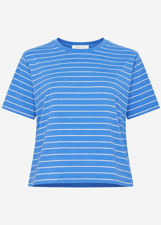 T-Shirt mit schmalen Streifen - royalblau