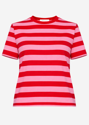 T-shirt with block stripes - red and pink