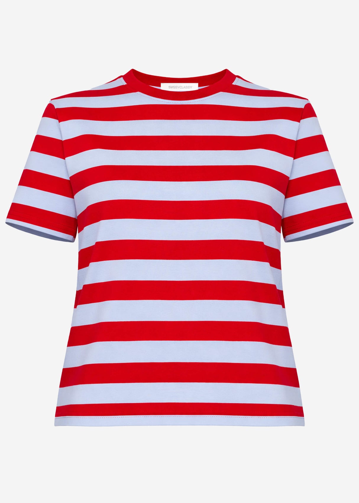 T-Shirt mit Blockstreifen - flieder-rot