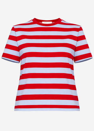 T-Shirt mit Blockstreifen - flieder-rot