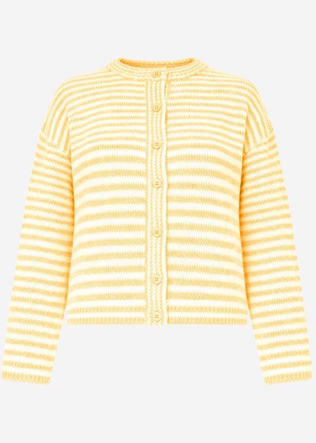 Strickjacke mit grafischem Streifenbild - gelb
