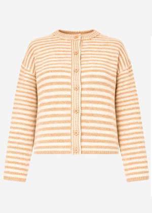 Strickjacke mit grafischem Streifenbild - beige