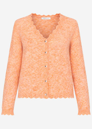Strickjacke mit Bogenkante - koralle