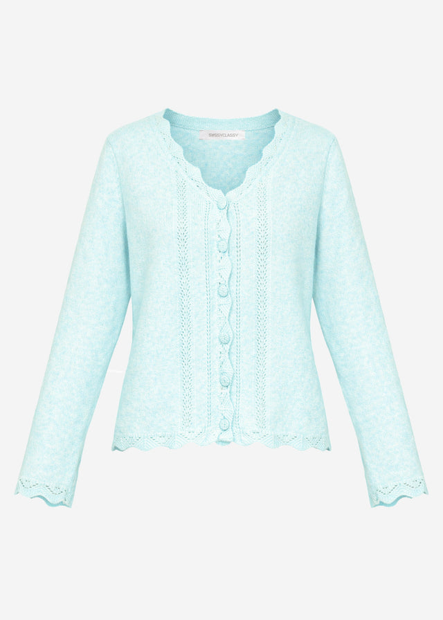 Pointelle Strickjacke - hellblau