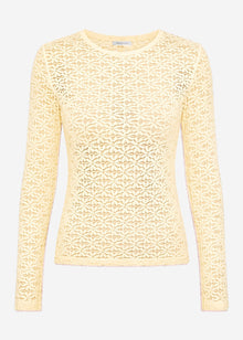 Langarmshirt aus floraler Spitze - buttergelb