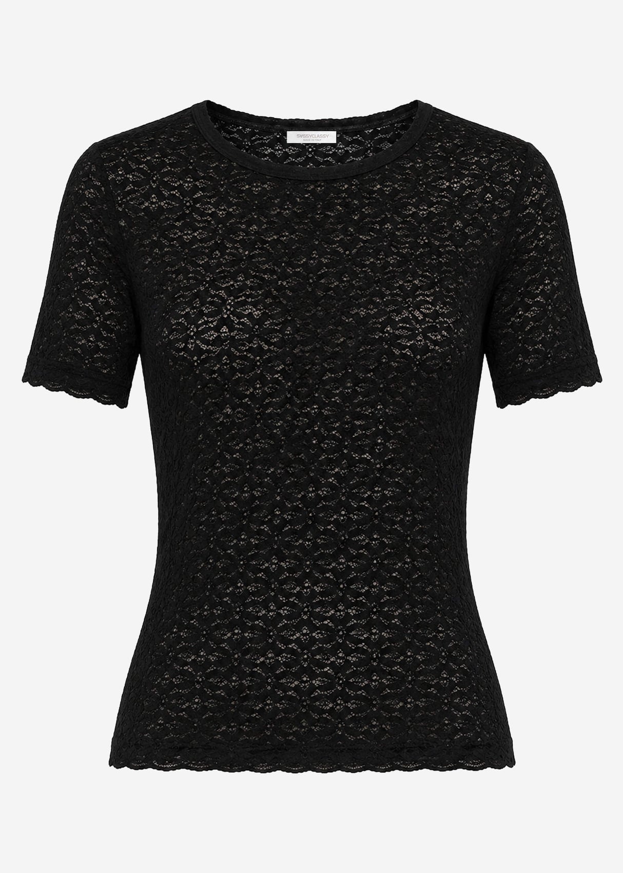 T-shirt made of floral lace - black