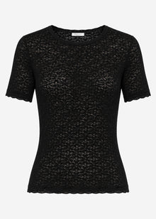 T-Shirt aus floraler Spitze - schwarz