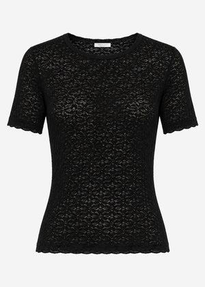 T-shirt made of floral lace - black