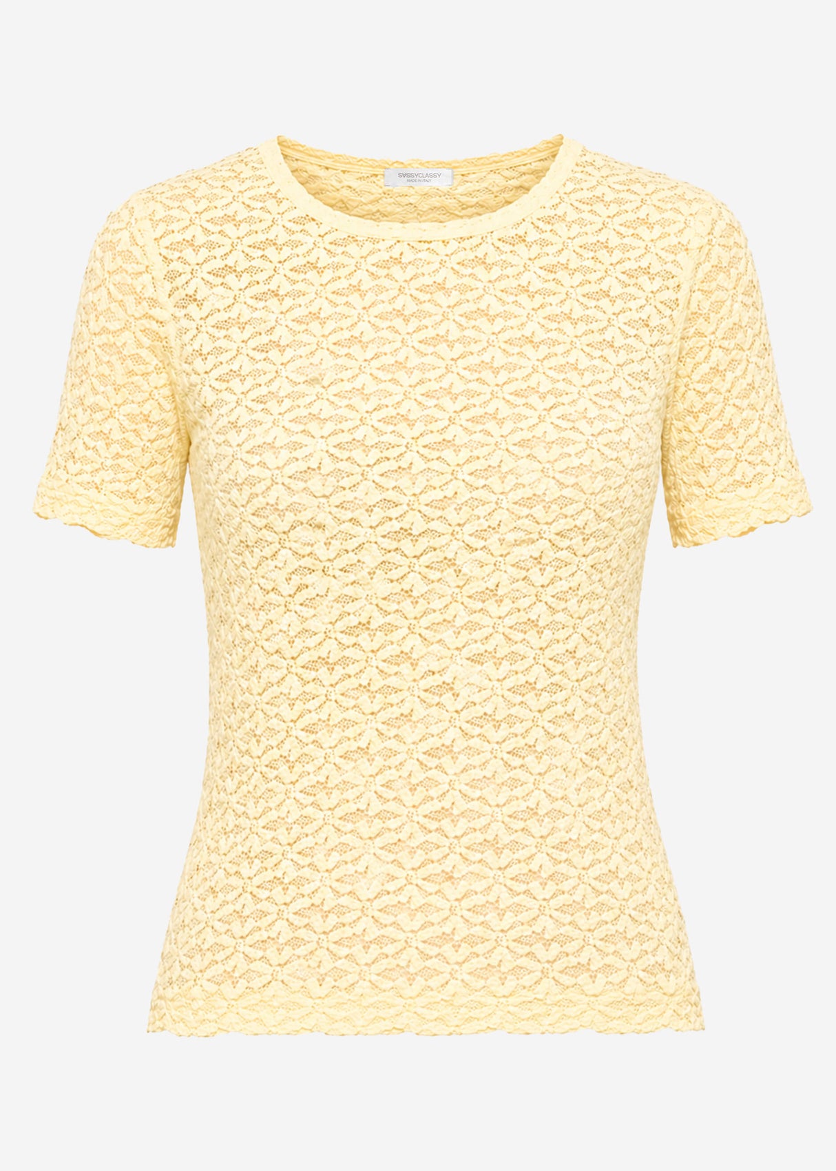 T-shirt in floral lace - butter yellow