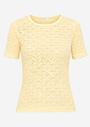 T-shirt in floral lace - butter yellow