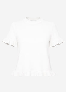 Kurzarm-Pullover mit Volants - offwhite
