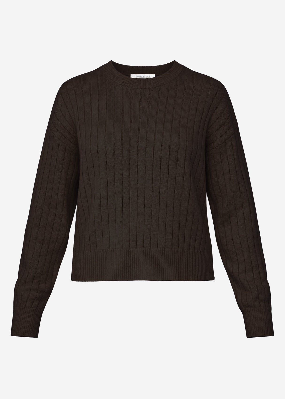 Fine knit sweater with textured stripes - brown