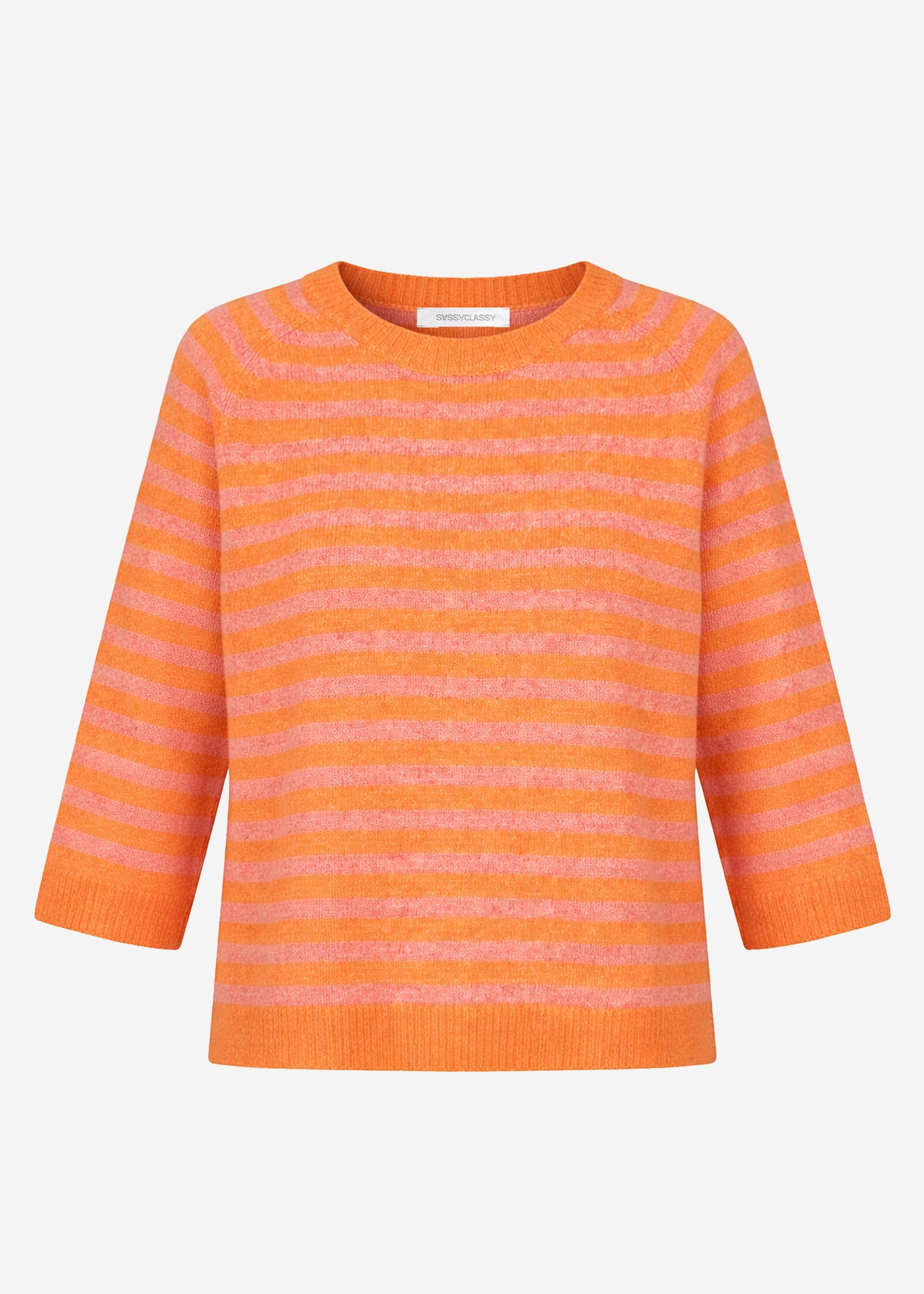 Striped knit top - orange-pink