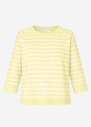 Striped knit top - yellow-taupe