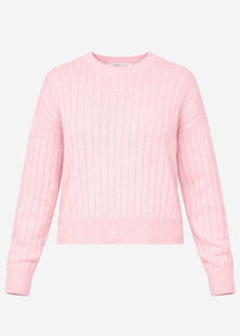 Gerippter Baumwollpullover - rosa