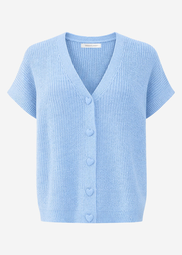 Strickweste mit Herzknöpfen - eisblau