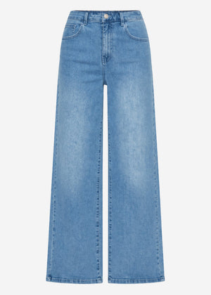 High Waist Jeans mit weitem Bein - hellblau