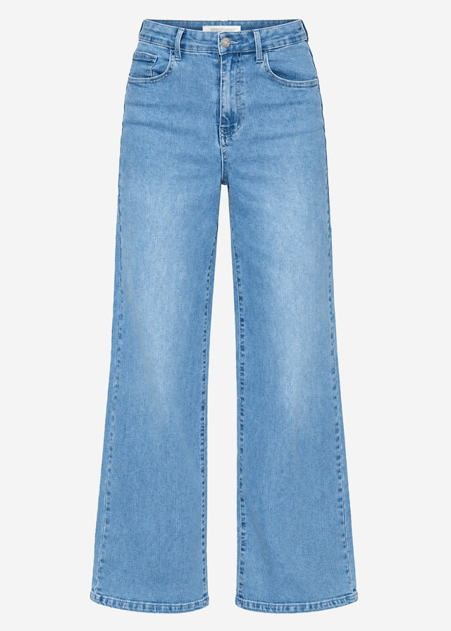 High Waist Jeans mit weitem Bein - hellblau