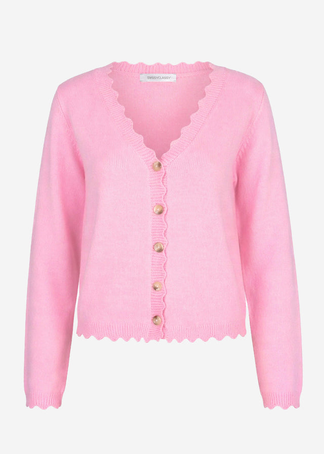 Strickcardigan mit Bogenkante - rosa