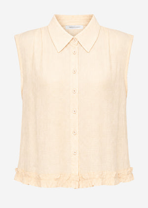 Ärmellose Chiffon Bluse - beige