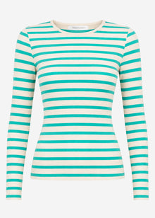 Striped long-sleeved top - turquoise-white