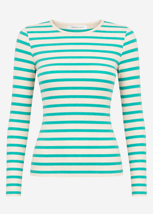 Gestreiftes Langarmshirt - türkis-weiß
