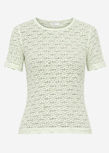 T-Shirt aus floraler Spitze - salbeigrün