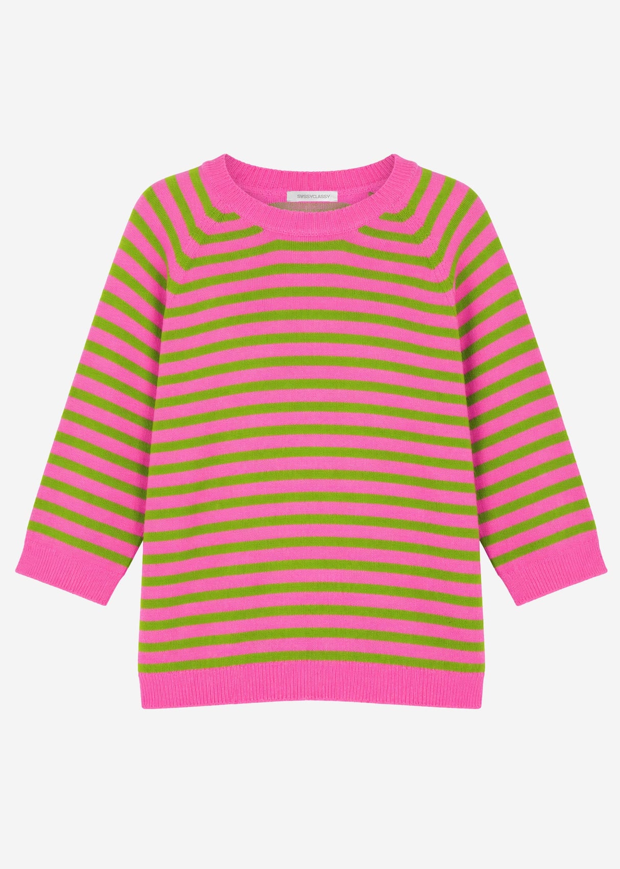 Gestreiftes Viskose-Strickoberteil - pink-grün