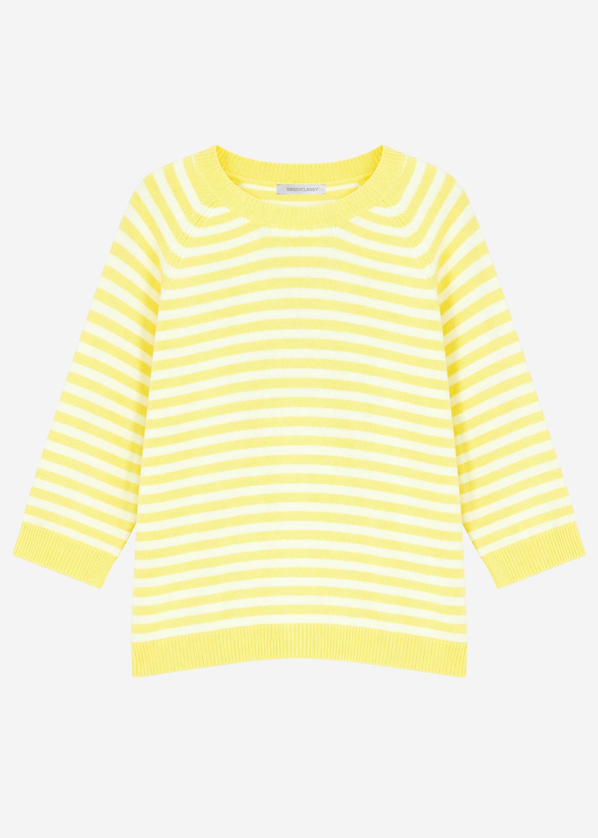 Gestreiftes Viskose-Strickoberteil - gelb-offwhite