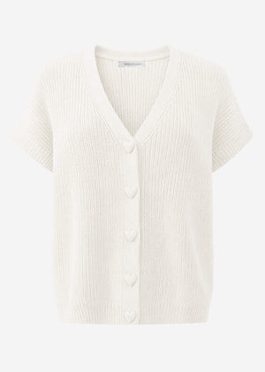 Strickweste mit Herzknöpfen - offwhite