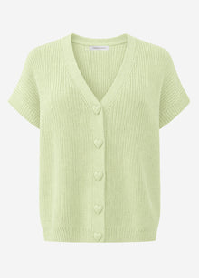 Strickweste mit Herzknöpfen - salbeigrün