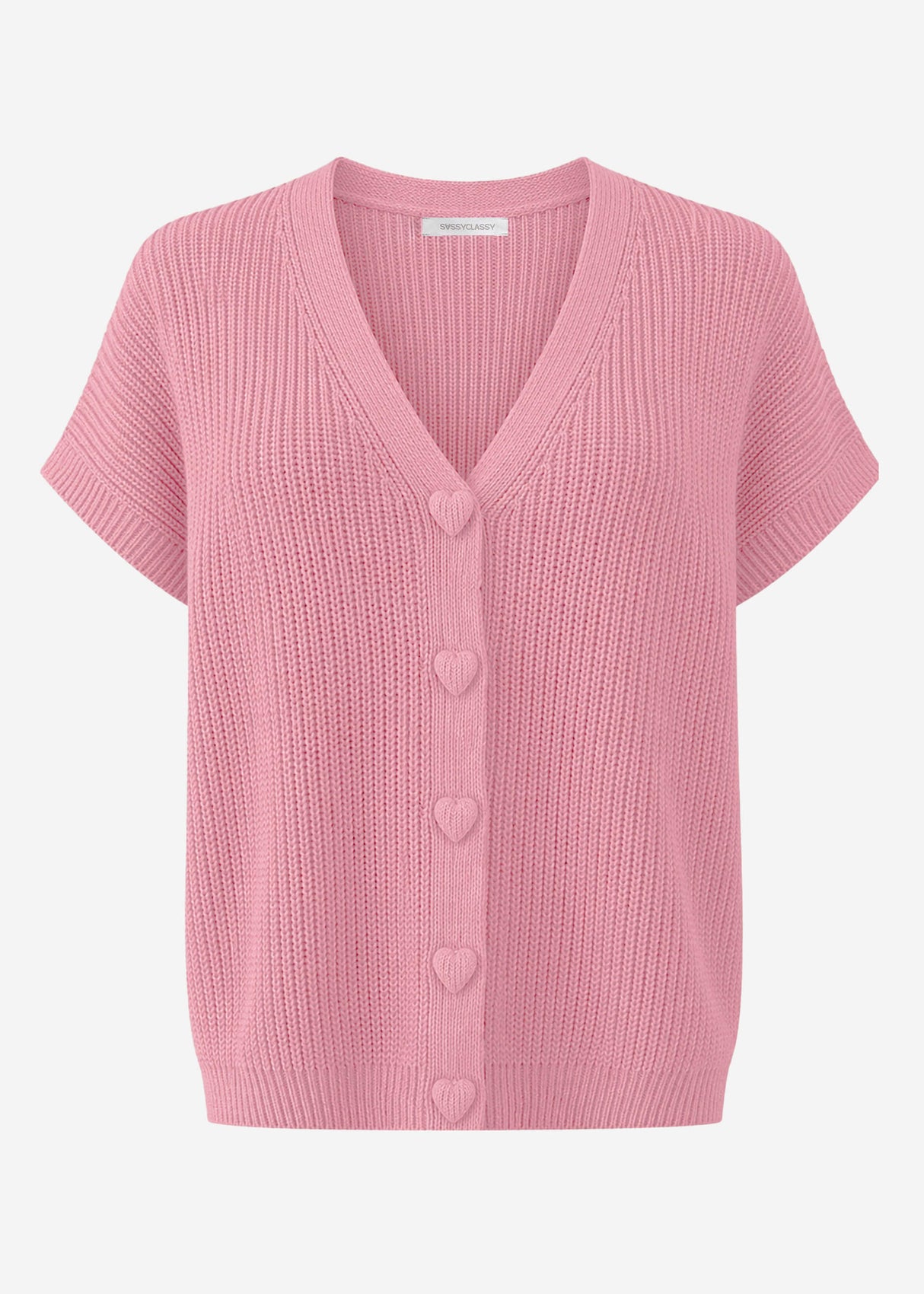 Strickweste mit Herzknöpfen - rosa
