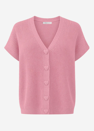 Strickweste mit Herzknöpfen - rosa
