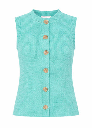 Strick Top mit Muschelknöpfen - türkis