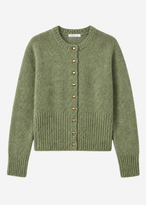 Cardigan with heart buttons - khaki