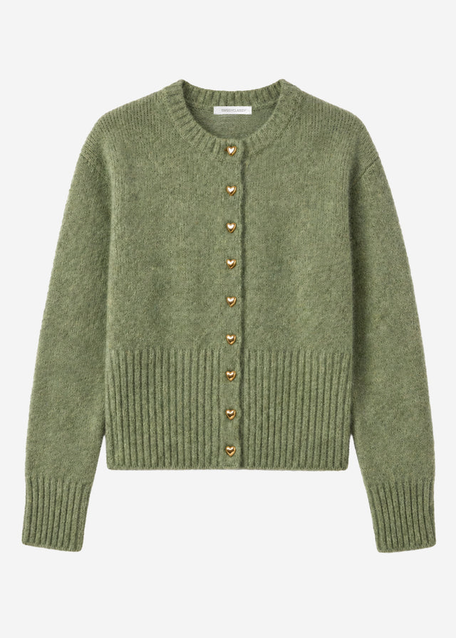 Cardigan with heart buttons - khaki