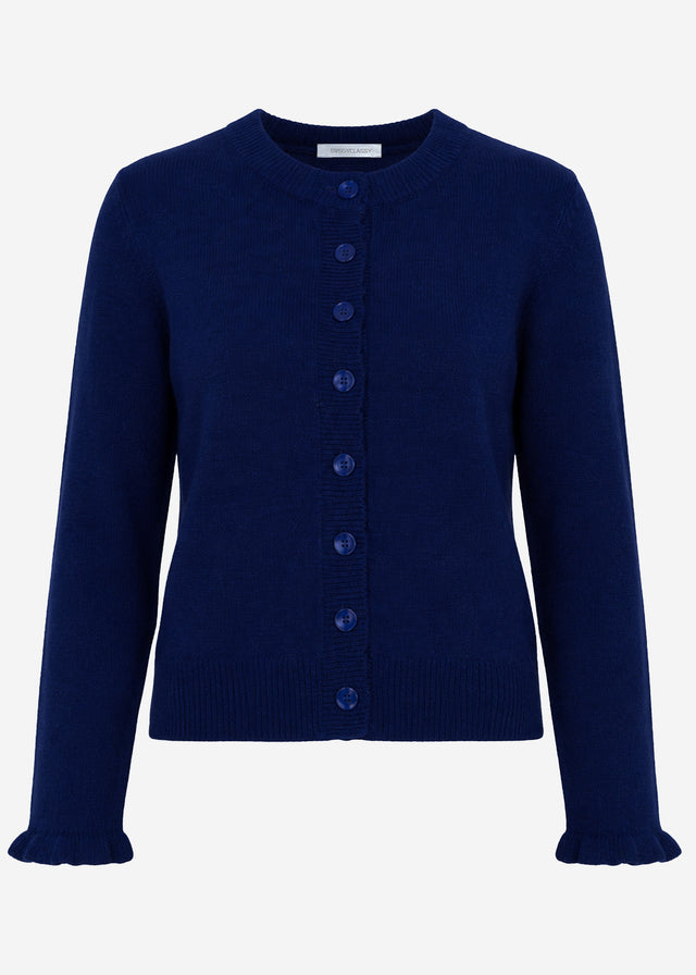 Feinstrickjacke mit Bogenkante - dunkelblau