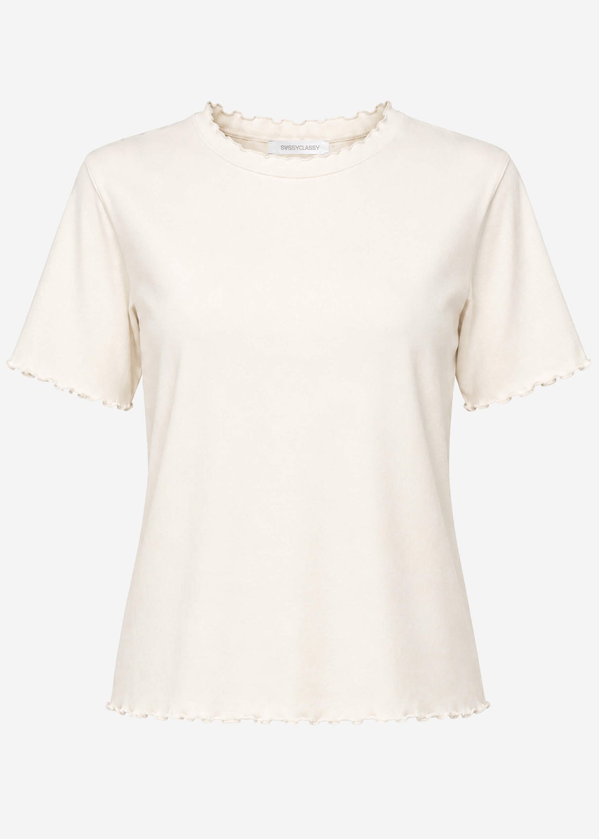 T-Shirt mit Wellenkante - offwhite