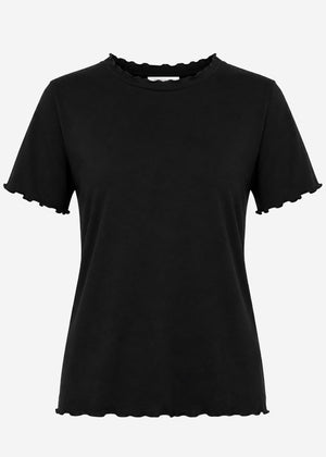 T-Shirt mit Wellenkante - schwarz