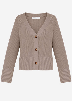 Cardigan in gerippter Struktur - taupe