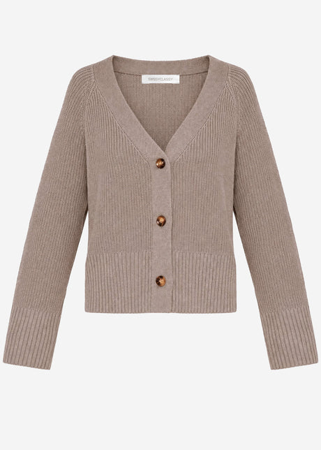 Cardigan in gerippter Struktur - taupe
