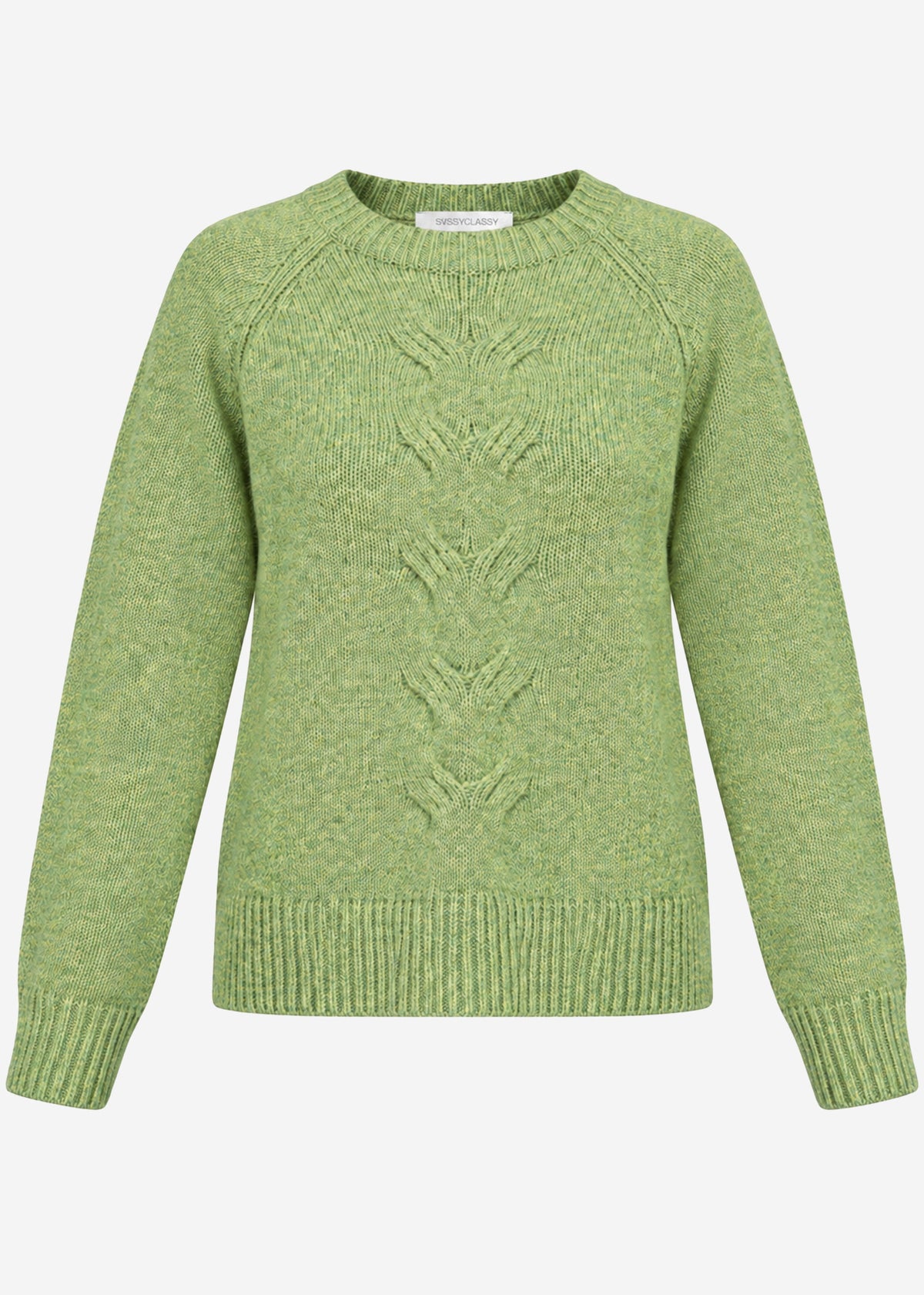 Knit jumper with cable knit - green