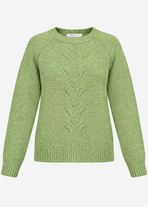 Knit jumper with cable knit - green