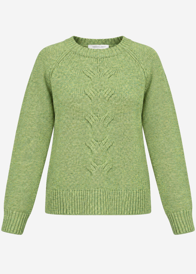 Strickpullover mit Zopfmuster - grün