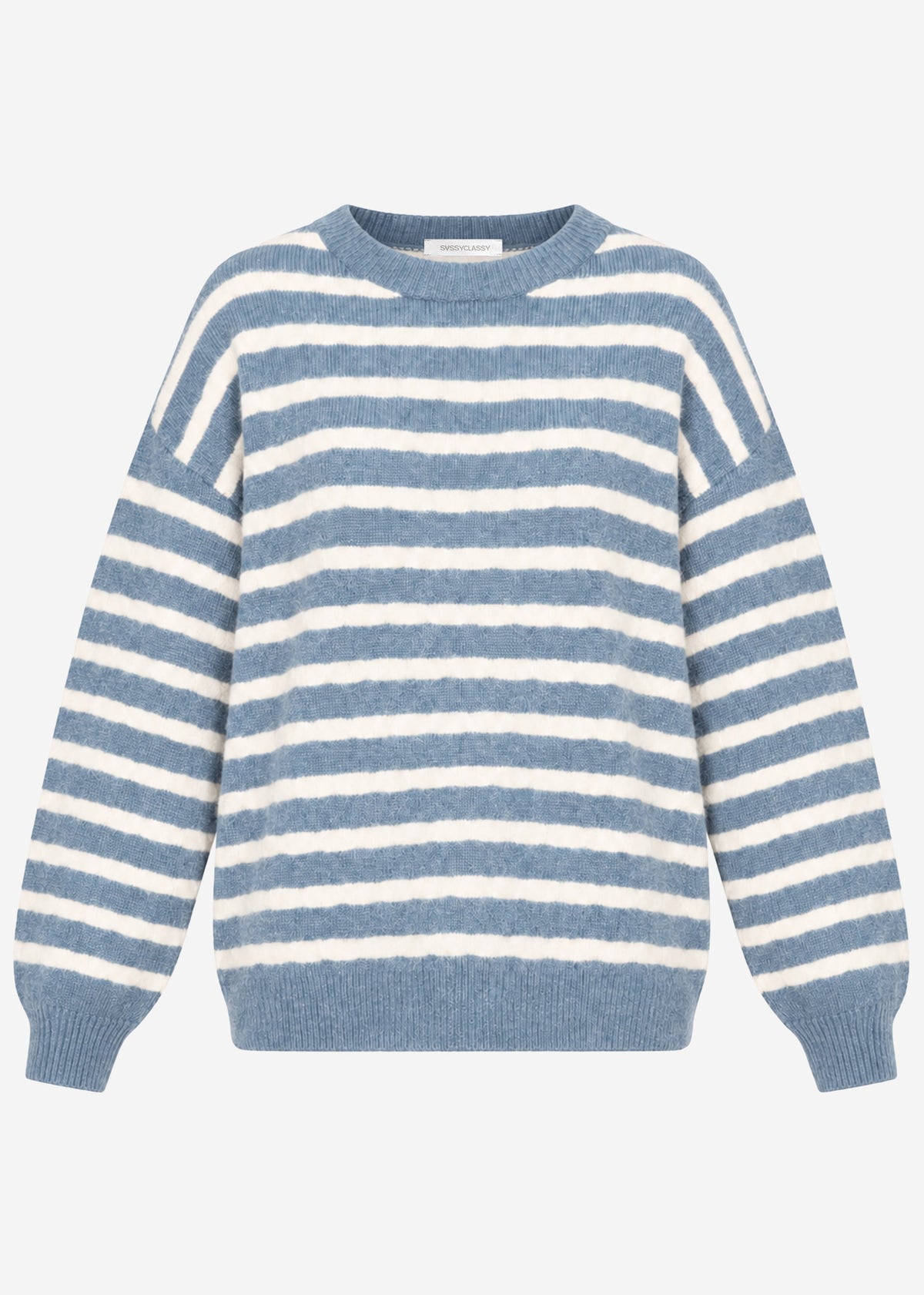 Knit jumper with stripe design - denim blue-off-white