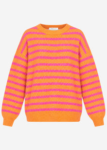 Strickpullover mit Streifen-Design - pink-orange